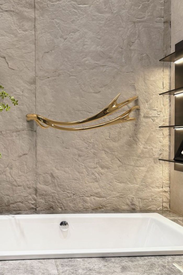 P&Bhusri Electric Heated Towel Warmer Golden Antlers