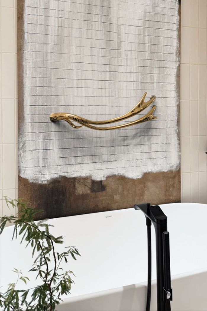 P&Bhusri Electric Heated Towel Warmer Golden Antlers
