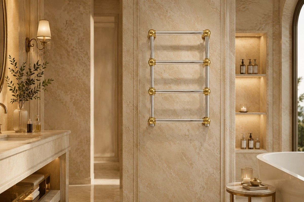 K06 by P&Bhusri, shown as a structured towel warmer rack option for bathroom layouts